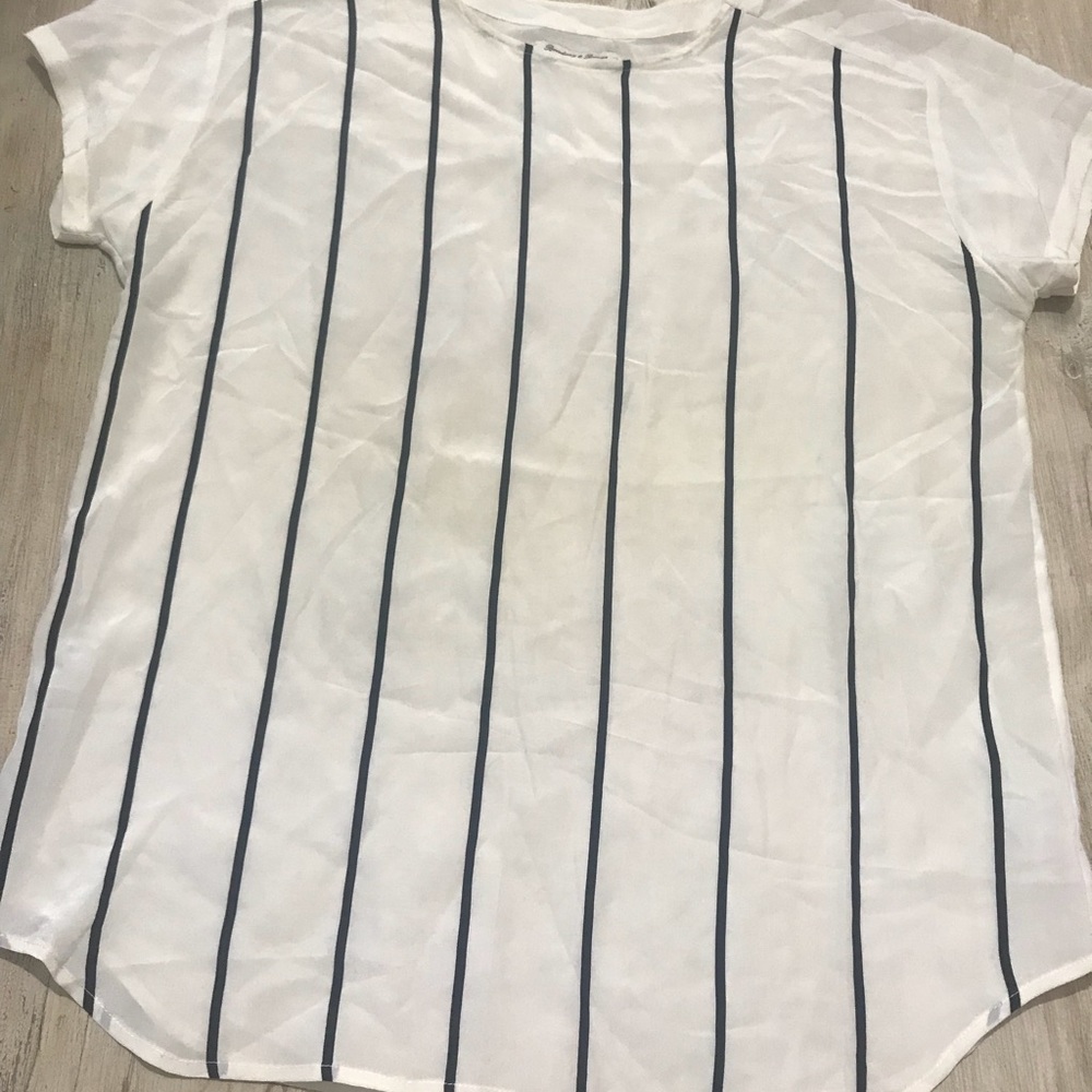 Madewell blouse 100% silk black white striped M
